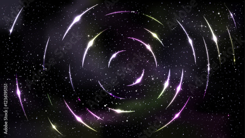 Universe Outer Space Abstract Gradient Poster, Background, and Banner Featuring Starling Light Design and Circular Line Patterns Vector