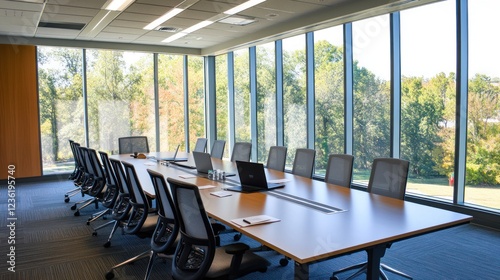 Modern conference room with panoramic windows photo