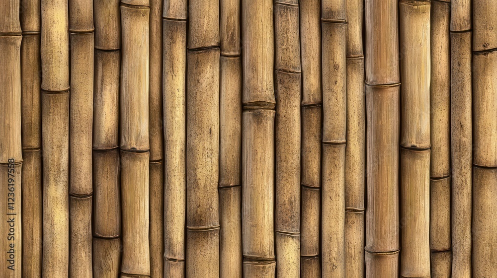 Fototapeta premium A seamless bamboo pattern in a vertical arrangement, showcasing the texture of the stalks.