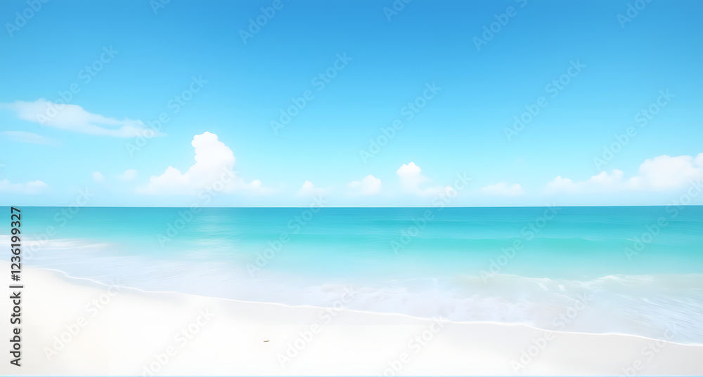 Serene Beach Scene: Turquoise Ocean and White Sand Serene Beach Scene: Turquoise Ocean and White Sand