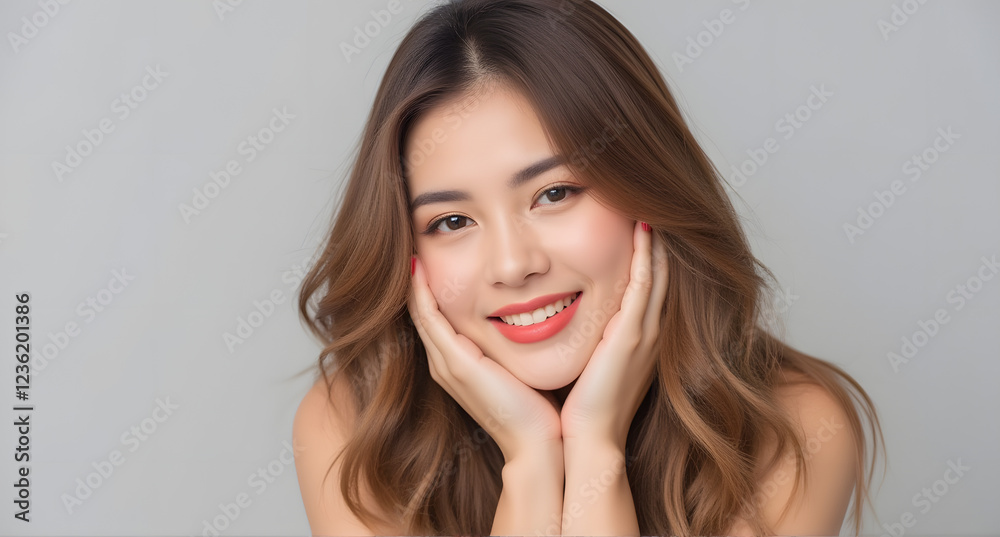 Beautiful Young Woman with Healthy Skin and Long Brown Hair Beautiful Young Woman with Healthy Skin and Long Brown Hair