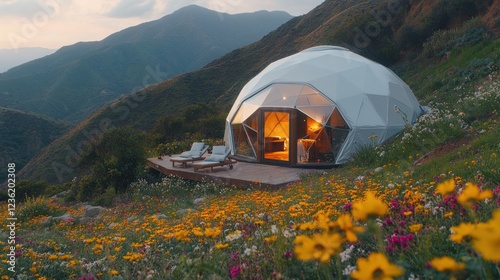 Mountain Geodesic Dome Sunset Meadow Retreat