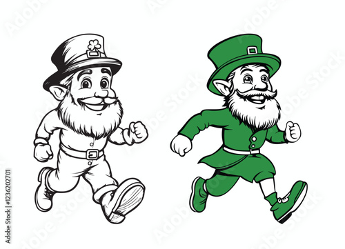 Leprechaun Running Illustration for St. Patrick's Day,  A cheerful leprechaun character vector