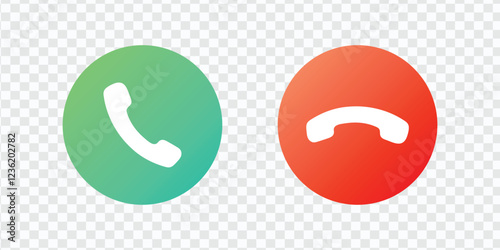 Answer and Decline Phone Call Buttons | Telephone Call Icons Vector