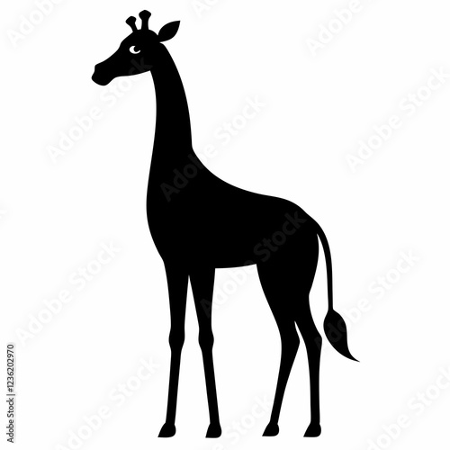 Elegant Giraffe Silhouette Vector Art