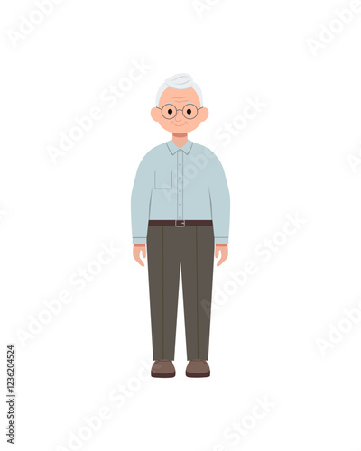 Grandfather. Old man with gray hair. Vector color illustration.