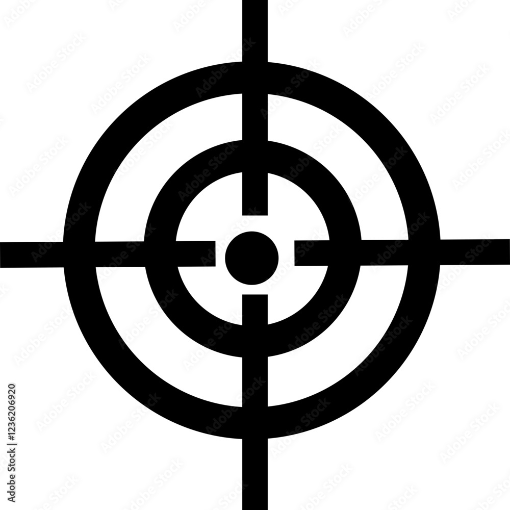 Target and aim icon , bullseye vector, crosshair precision, accuracy, and focus icon for aiming, archery, shooting, or navigation style modern graphic elements, isolated on transparent background,
