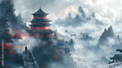 buddhist temple in the mountains