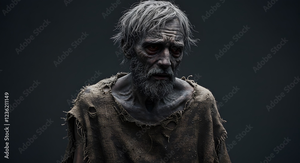 Grizzled Old Man 3d Render Dark Dramatic Portrait Grizzled Old Man 3d Render Dark Dramatic Portrait