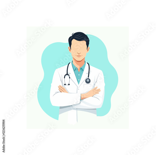 Confident Male Doctor in a White Coat with Stethoscope