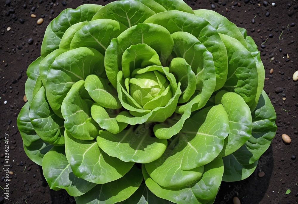 Obraz premium Lush Growth of Organic Lettuce in a Home Vegetable Garden