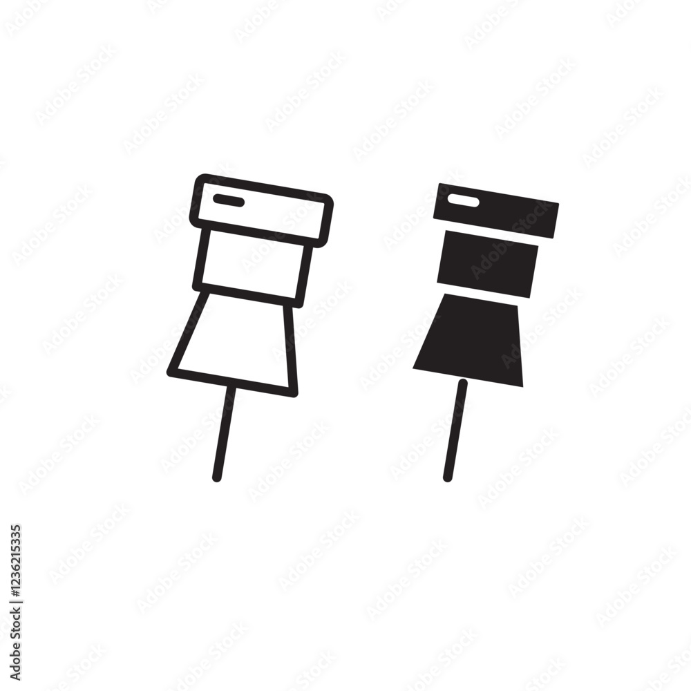 Push pin icon set Push pin icon set