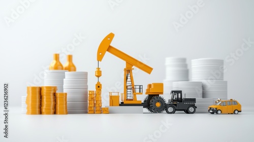 depicting the concept of capital expenditure CAPEX analysis and financial planning within the oil and energy industry  The image showcases various extraction equipment and machinery