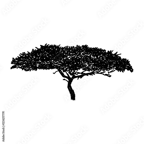savanna tree, vector sketch