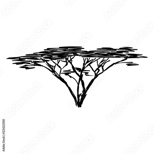 savanna tree, vector sketch