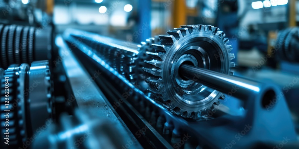 Machine with gears on conveyor belt Machine with gears on conveyor belt