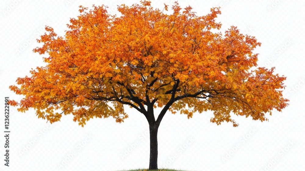 Tree with Orange Leaves on Hill Tree with Orange Leaves on Hill