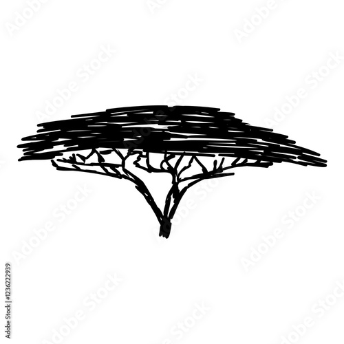 savanna tree, vector sketch