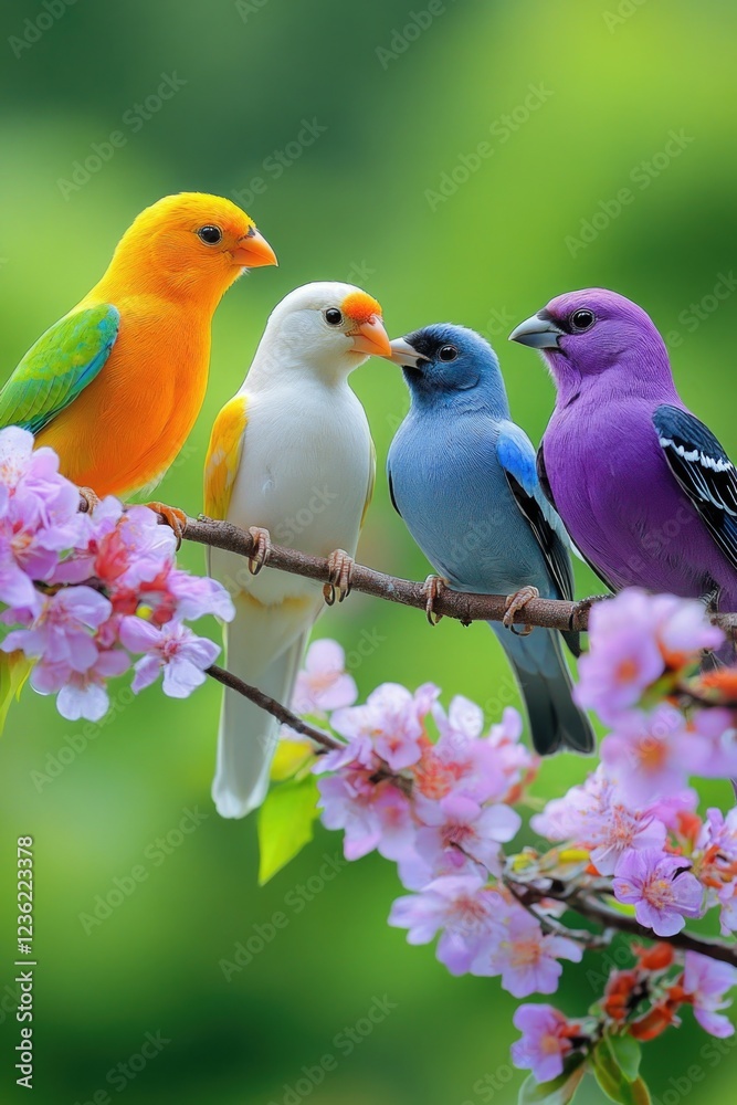 Fototapeta premium Colorful birds on branch