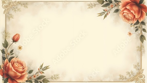 Vintage Aesthetic beautiful elegant Art nouveau Floral ornamental frame on soft copy space background modernism style illustration for wallpaper, presentation, design 