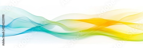 Abstract Digital Art, Flowing Luminous Stream of Green, Yellow, Aqua Hues, Seamless Blend photo