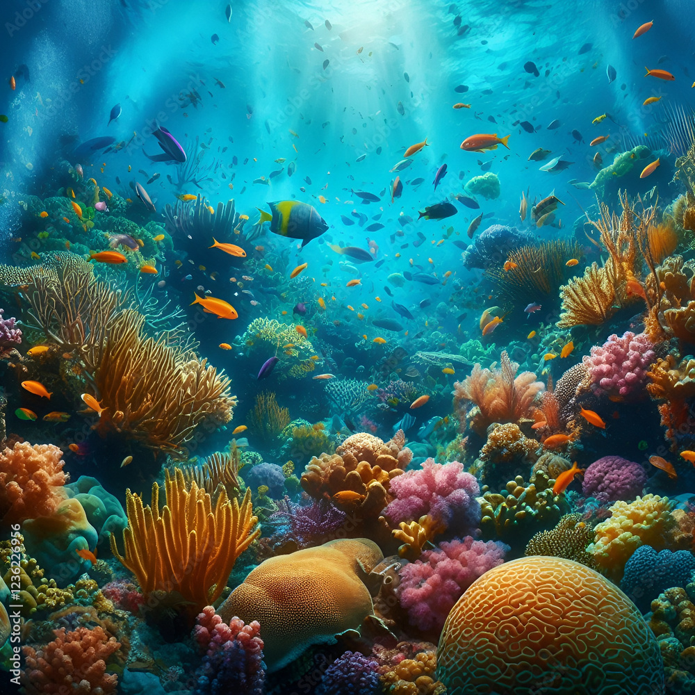 Naklejka premium coral reef with fish