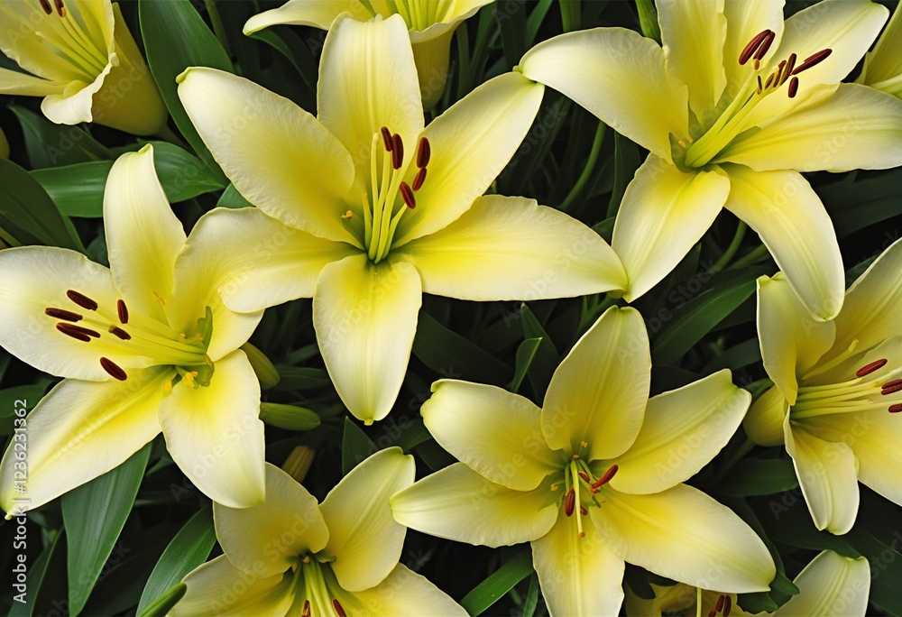 Obraz premium Vibrant Yellow Lily Close-Up: Nature's Floral Marvel