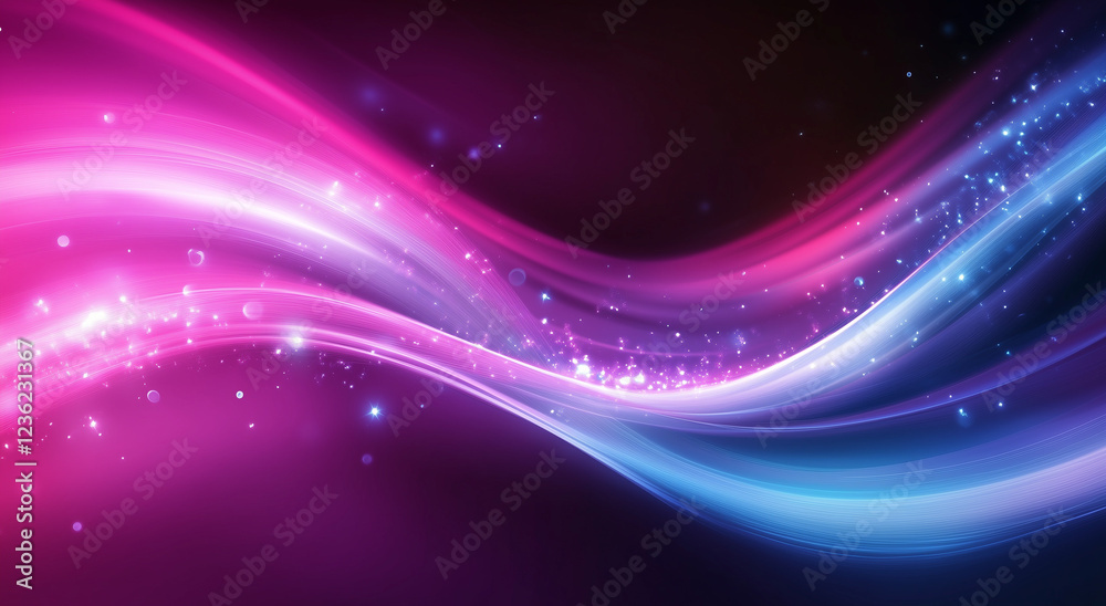 Fototapeta premium Abstract Cosmic Wave with Pink and Blue Light Streams