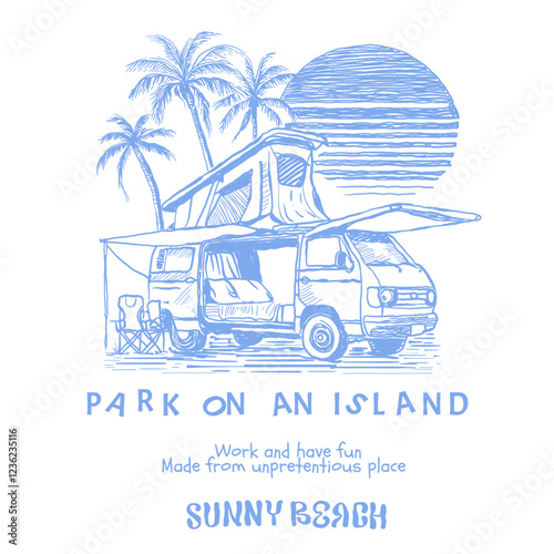 Summer tee sweat artwork. Palm tree summer beach t shirt print design, Vintage Retro sunset or sunrise. sunny beach slogan print forpalm beach.