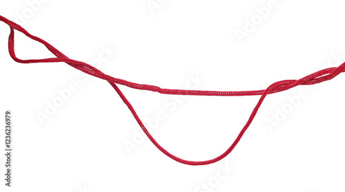 Quadro su tela Red string, rope hanging isolated on white, clipping path