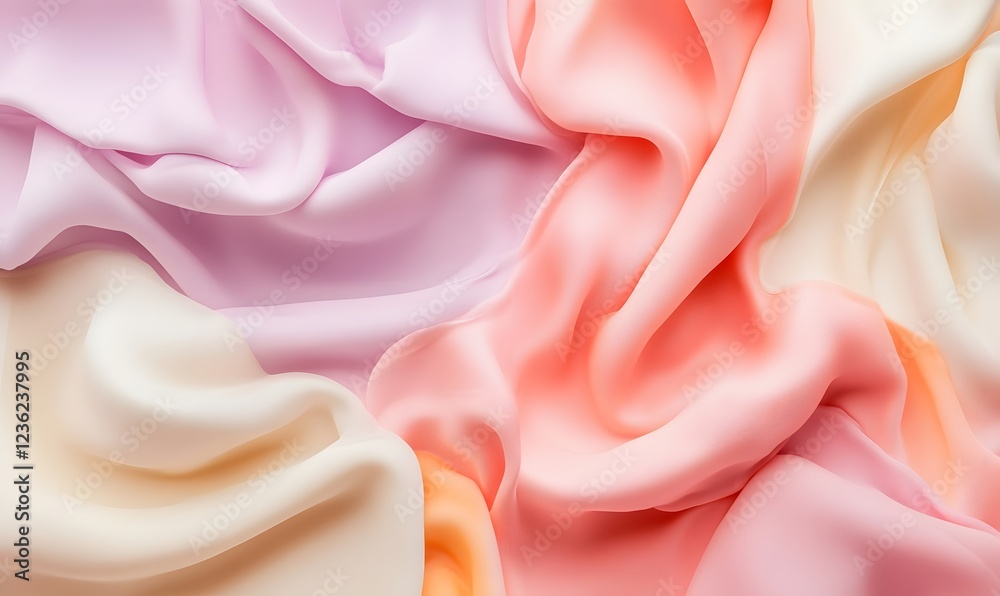 Obraz premium Pastel fabric texture, draped folds, soft colors, design background, textile industry