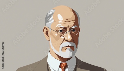 Stylized Illustration of Sigmund Freud: Pioneer of Psychoanalysis