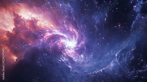 spiral galaxy in space cinematic view. photo