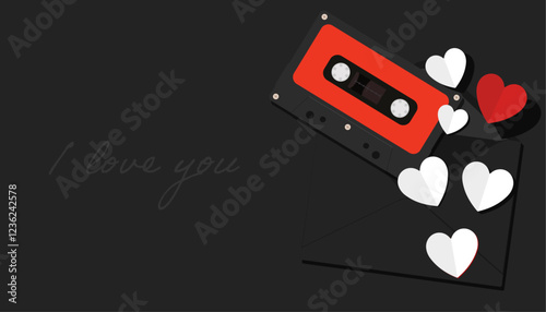 romantic music. place for text. romantic background. vector