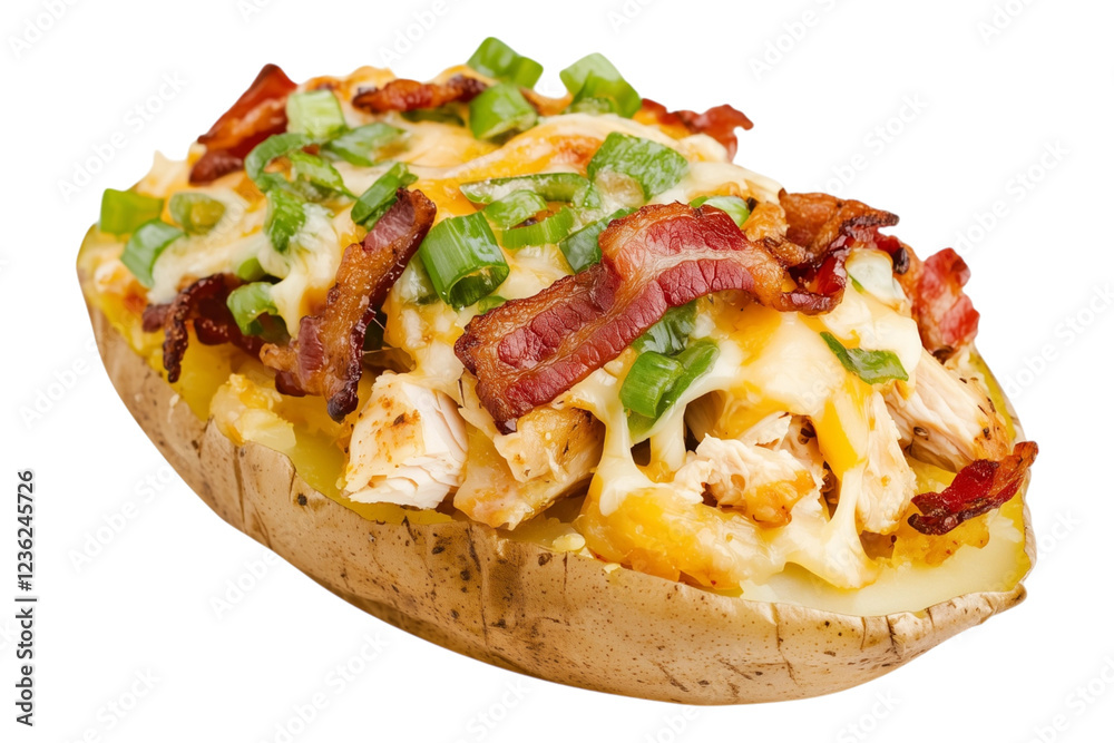 Loaded Baked Potato with Cheese, Bacon, and Chicken Loaded Baked Potato with Cheese, Bacon, and Chicken