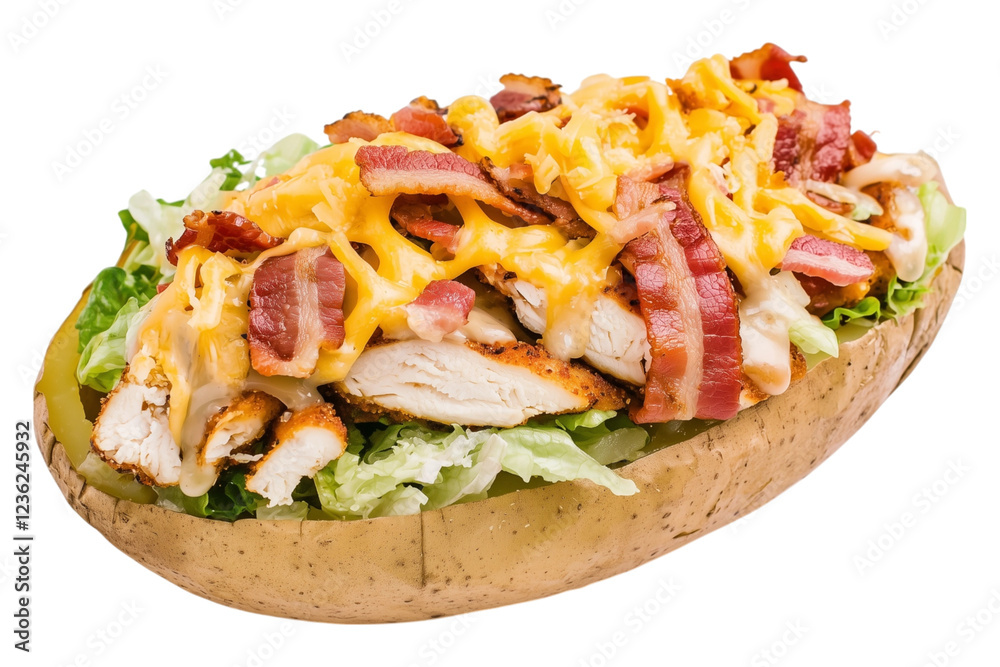 Loaded Baked Potato with Cheese, Bacon, and Chicken Loaded Baked Potato with Cheese, Bacon, and Chicken