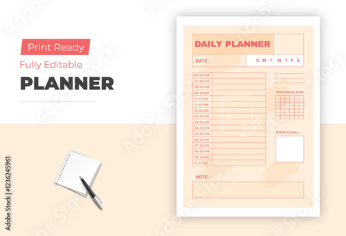 Daily Planner Printable Template for Organization and Productivity