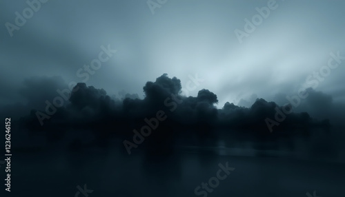 Mystical Drift Abstract Black Clouds in Water
