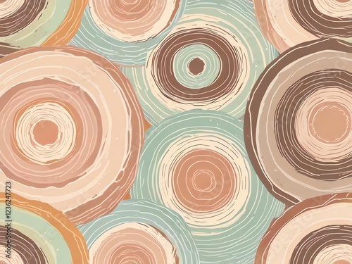 Abstract Circular Patterns: A Pastel Dream in Concentric Rings photo