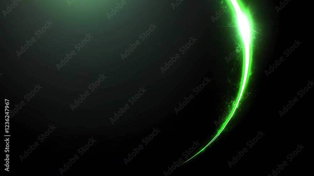 Abstract Green Glowing Arc on Dark Background Abstract Green Glowing Arc on Dark Background