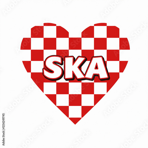 Ska Heart Checkerboard Pattern in Red and White