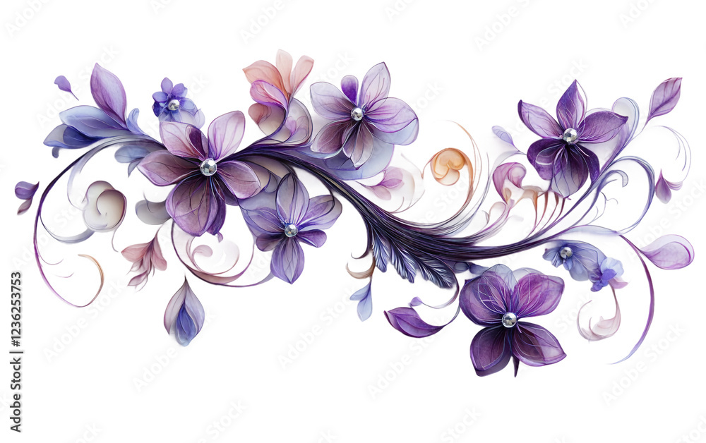 Obraz premium The Elegance of a Purple Floral Women's Day Greeting Card Isolated On Transparent Background.