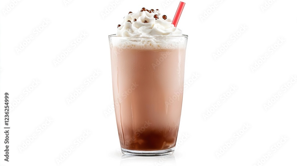Creamy Chocolate Milkshake with Whipped Cream and Straw Creamy Chocolate Milkshake with Whipped Cream and Straw