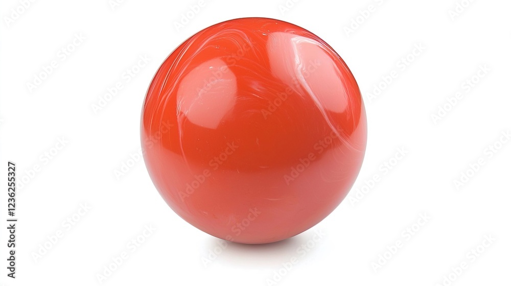 Vibrant Red Marble Sphere with Swirling Patterns on White Background Vibrant Red Marble Sphere with Swirling Patterns on White Background