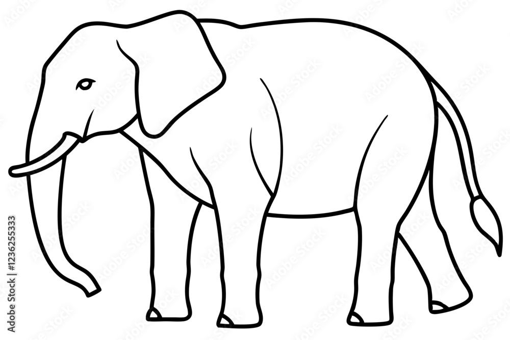 One-Line Elephant Vector Sketch One-Line Elephant Vector Sketch