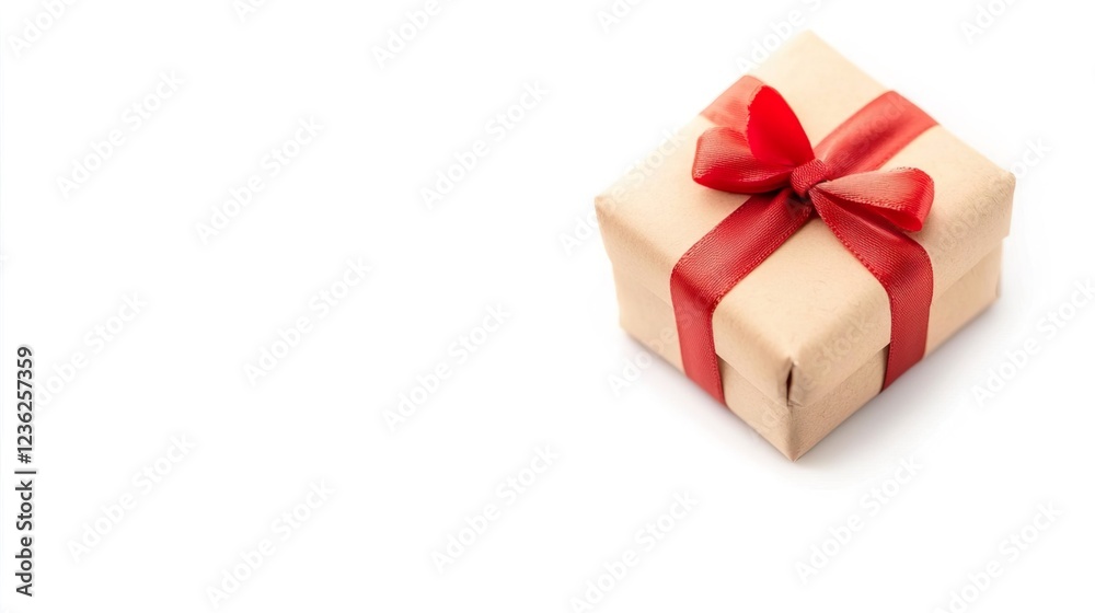 Gift Box Wrapped with Red Ribbon on a Simple Background Gift Box Wrapped with Red Ribbon on a Simple Background