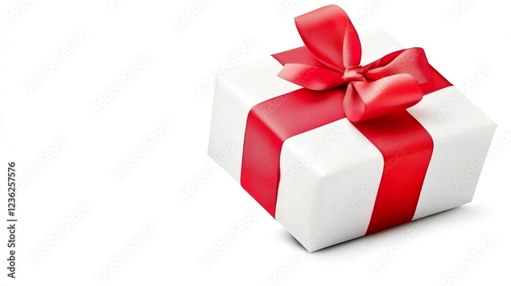 Elegant White Gift Box with Red Ribbon for Special Occasions Elegant White Gift Box with Red Ribbon for Special Occasions