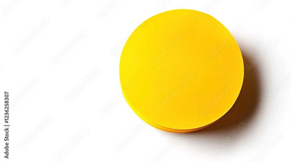 Bright Yellow Circular Paper Sheets on White Background for Projects Bright Yellow Circular Paper Sheets on White Background for Projects