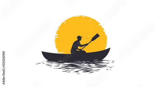 Kayaking and Rafting silhouette. water sport, race, transport concept. different action, pose. monochrome vector illustration.
