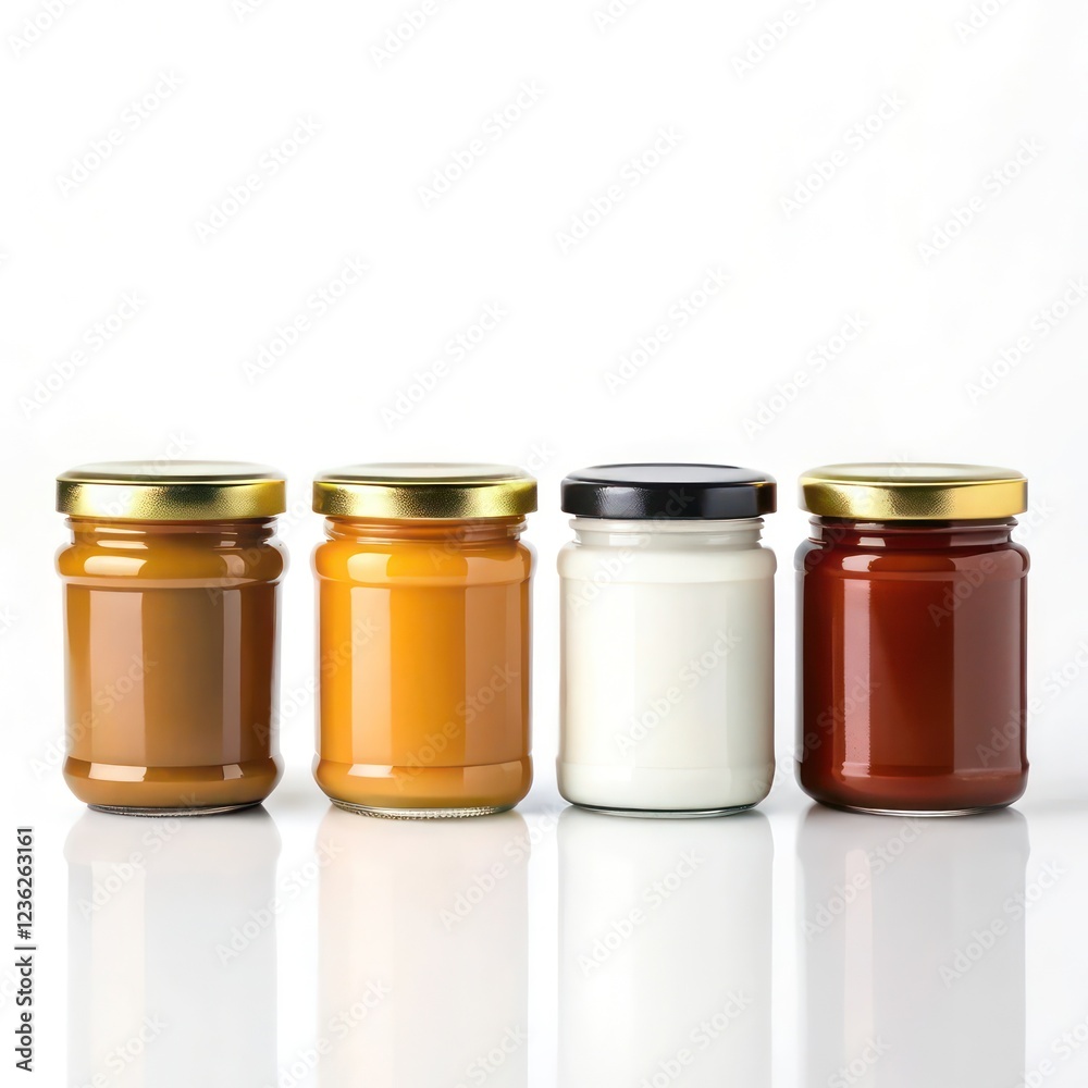 Set of four different glass container on a white background Set of four different glass container on a white background